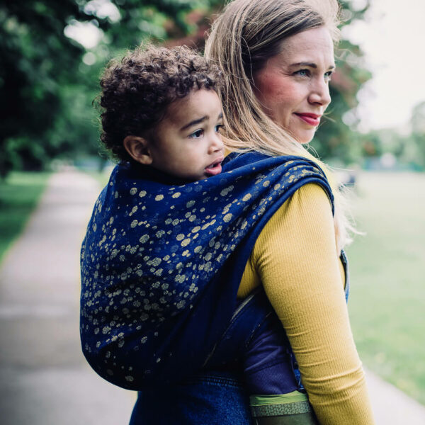 Didymos fastvikle Sparkle Gold med hør