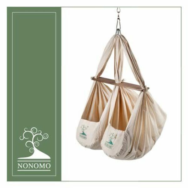 NONOMO tvillingevugge økologisk med mikrofibermadras NATUR